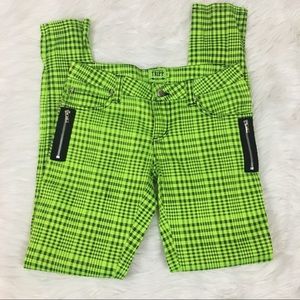 Tripp NYC Neon Green Plaid Pants NWOT